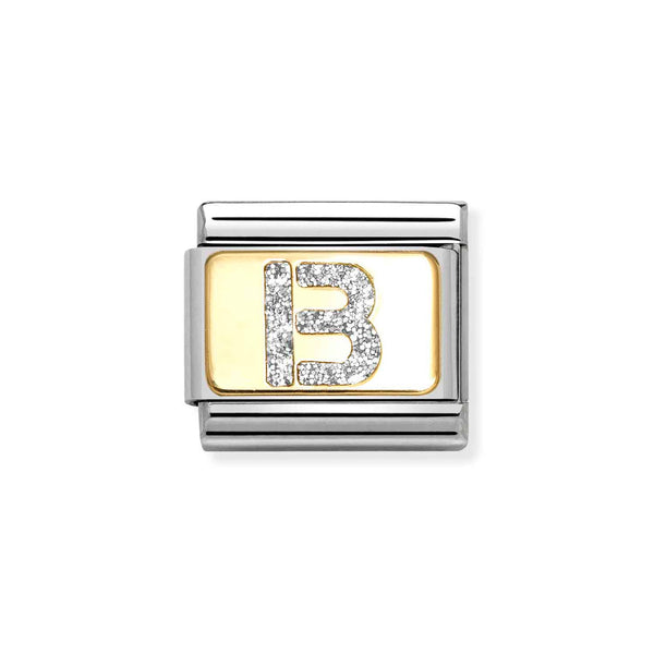 Nomination Classic Link Gold Glitter Letter B Charm