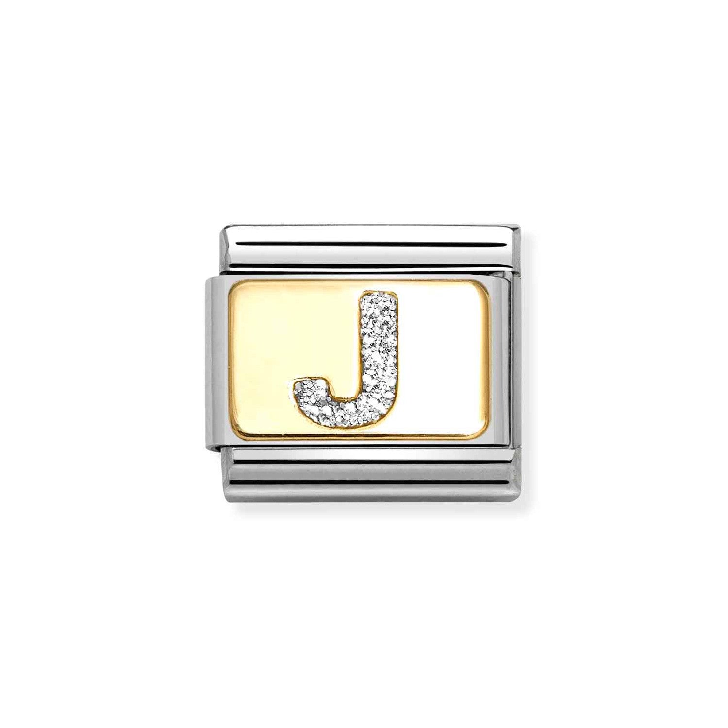 Nomination Classic Link Gold Glitter Letter J Charm