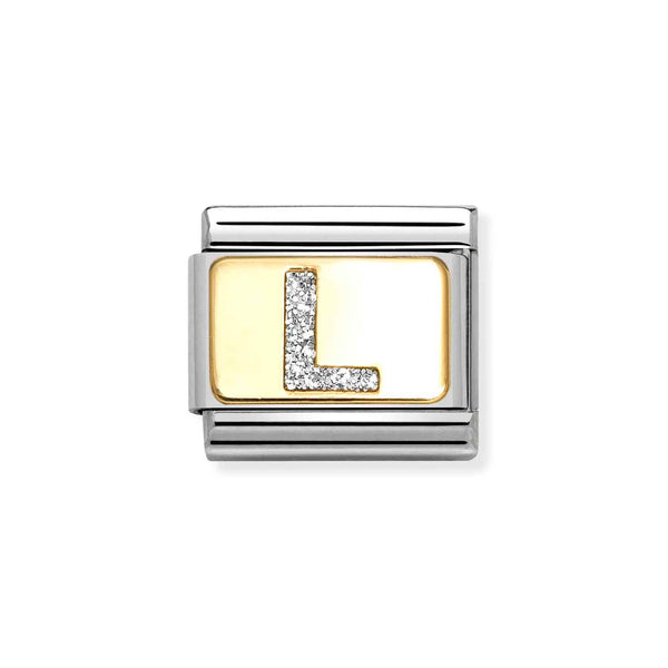Nomination Classic Link Gold Glitter Letter L Charm
