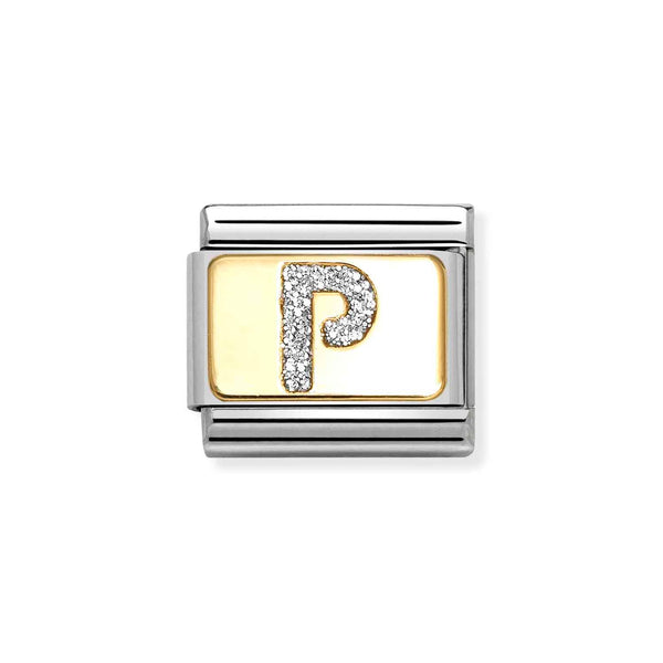 Nomination Classic Link Gold Glitter Letter P Charm