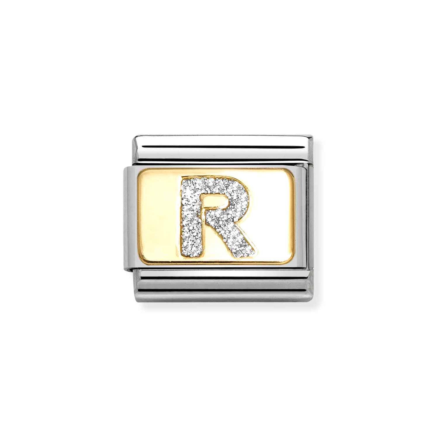 Nomination Classic Link Gold Glitter Letter R Charm