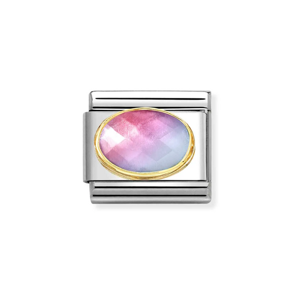 Nomination Classic Link Pink-Blue Faceted Stone Charm in Gold