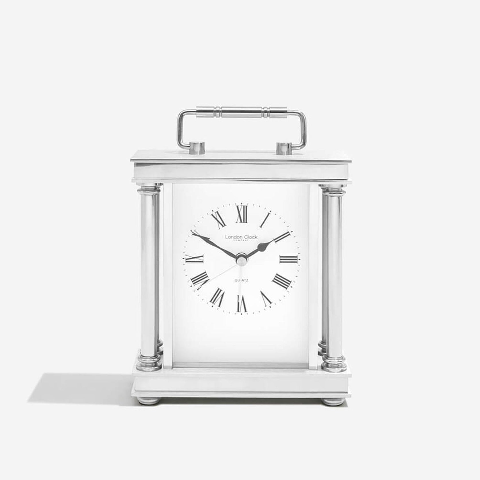 London Clock Silver Finish Carriage Clock