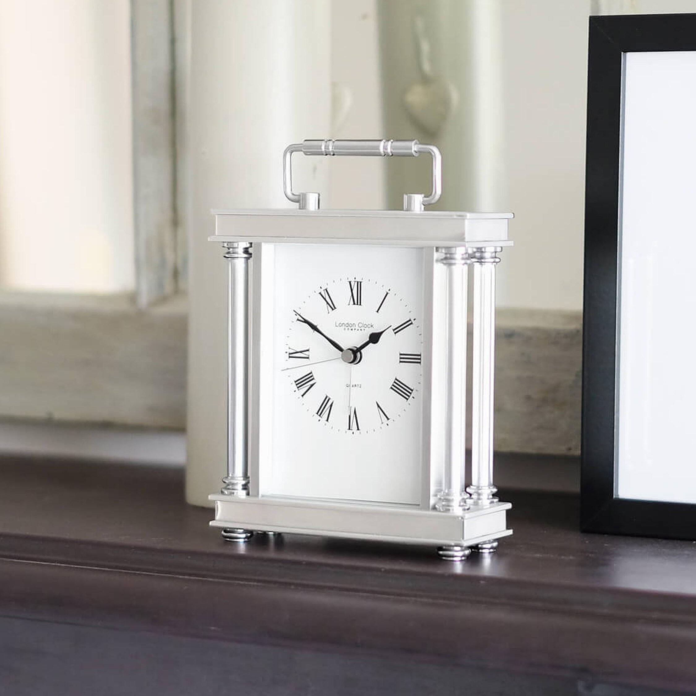 London Clock Silver Finish Carriage Clock