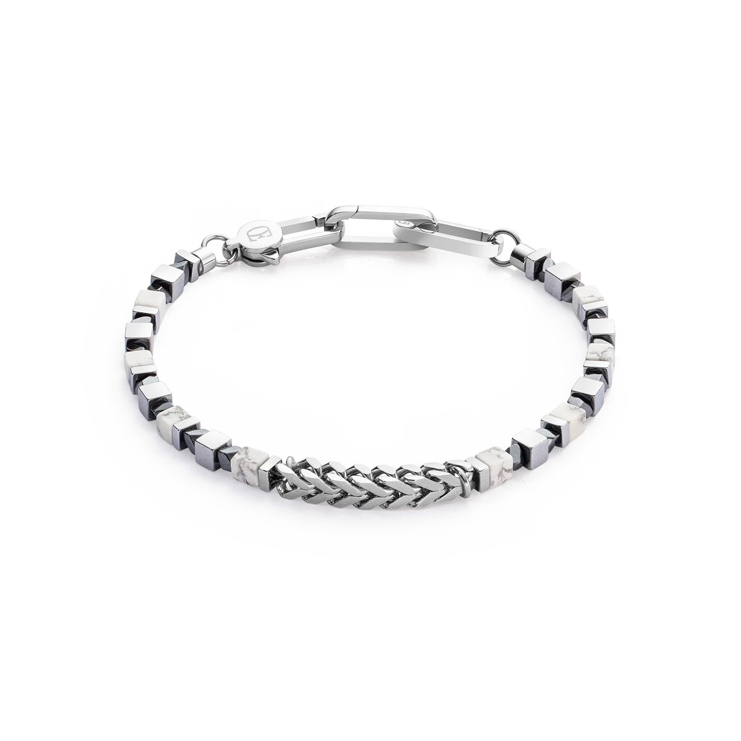 Coeur De Lion Precious Cubes & Chain Men's Bracelet White