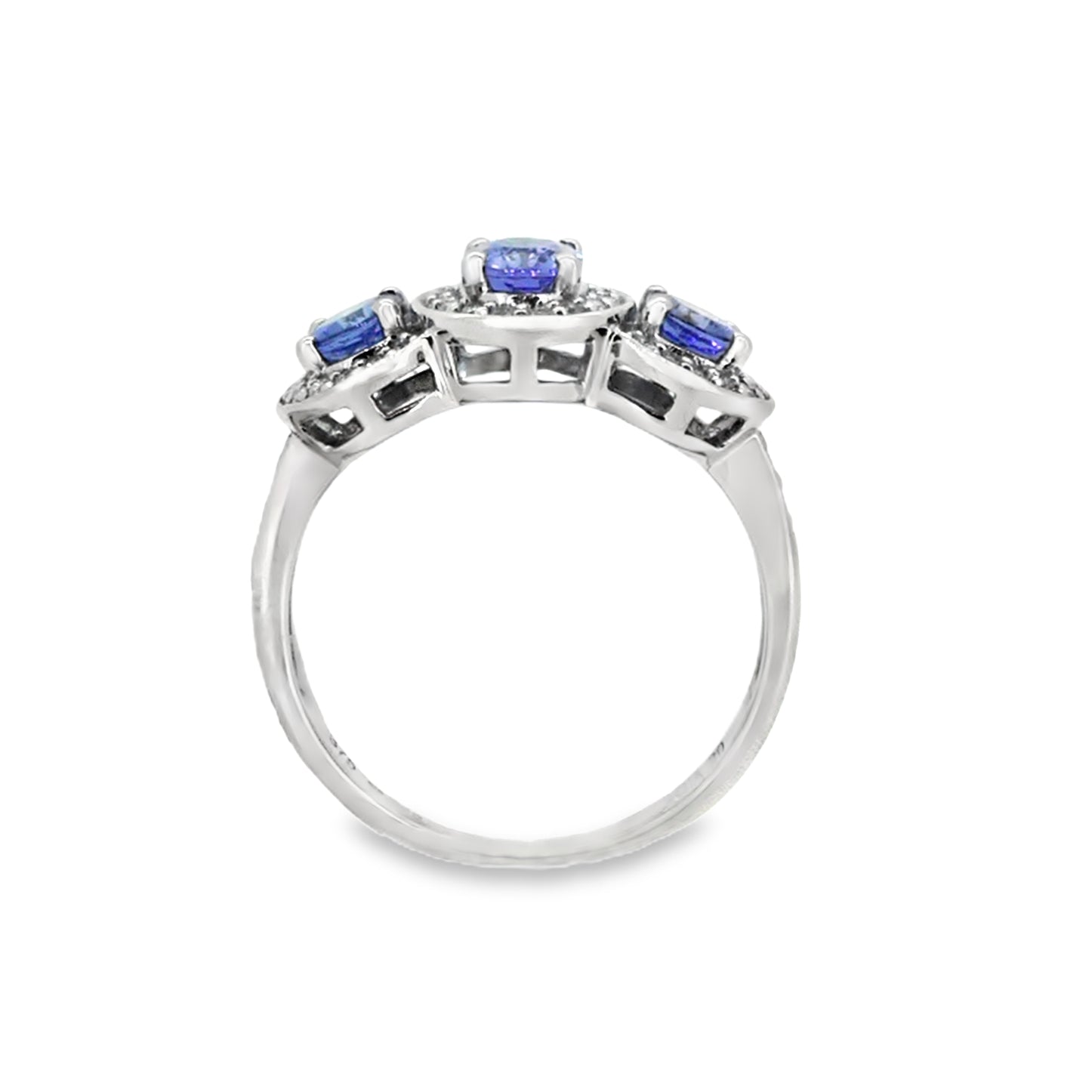 Tanzanite & Diamond 3 Stone Cluster Ring