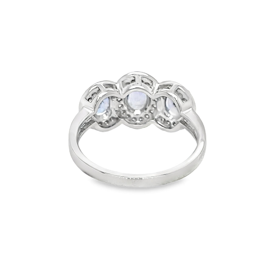 Tanzanite & Diamond 3 Stone Cluster Ring