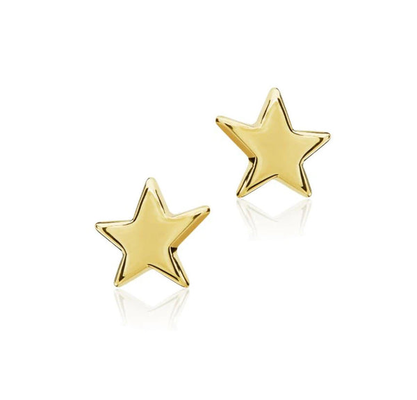 9ct Gold Polished Flat Star Stud Earrings