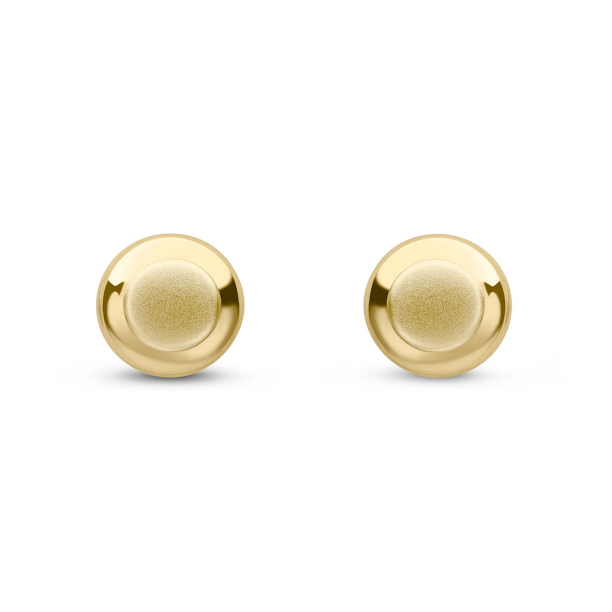 9ct Gold Polished & Satin Round Stud Earrings