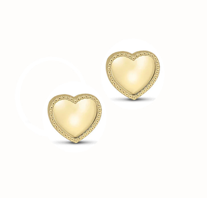 9ct Gold Beaded Heart Earrings