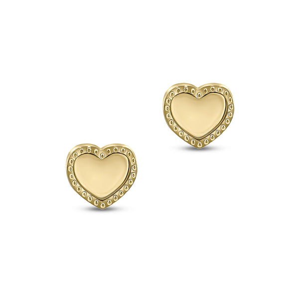 9ct Gold Beaded Heart Earrings