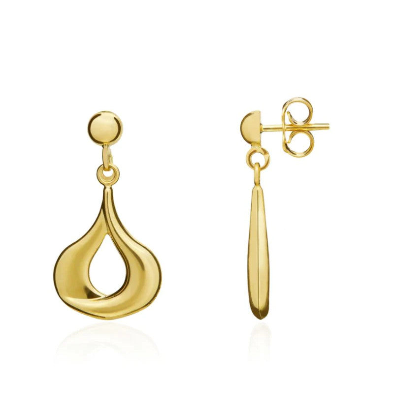 9ct Yellow Gold Wide Pear Drop Earrings side