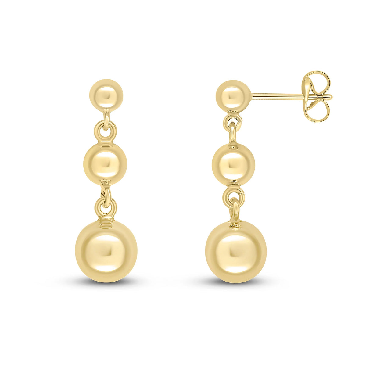 9ct Yellow Gold Ball Drop Earrings side