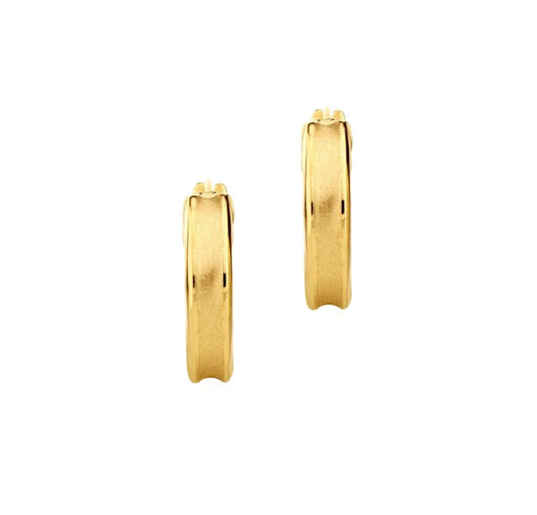 9ct Gold 13mm Satin Centre Hoop Earrings