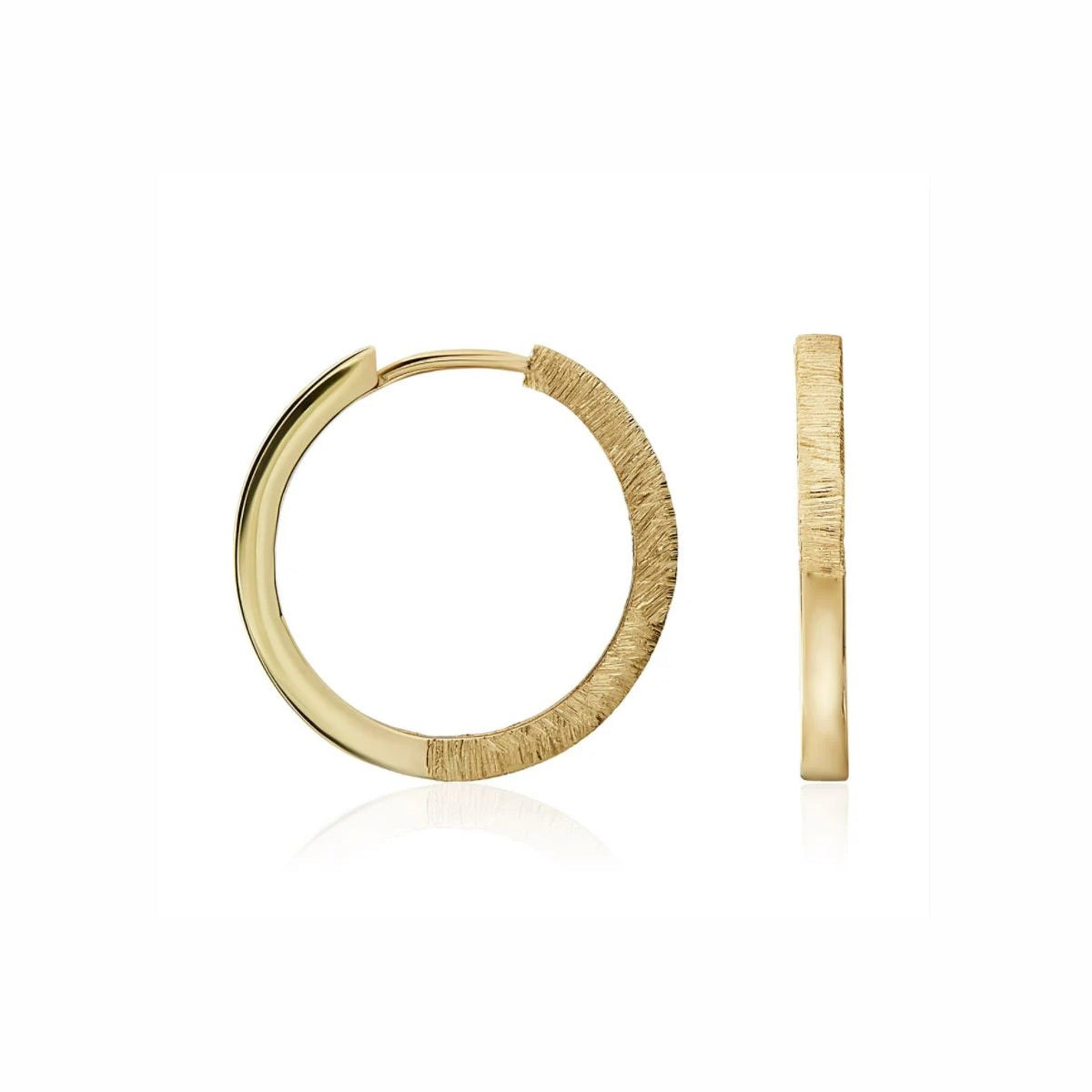 9ct Gold Brushed Front Huggy Hoop Earrings