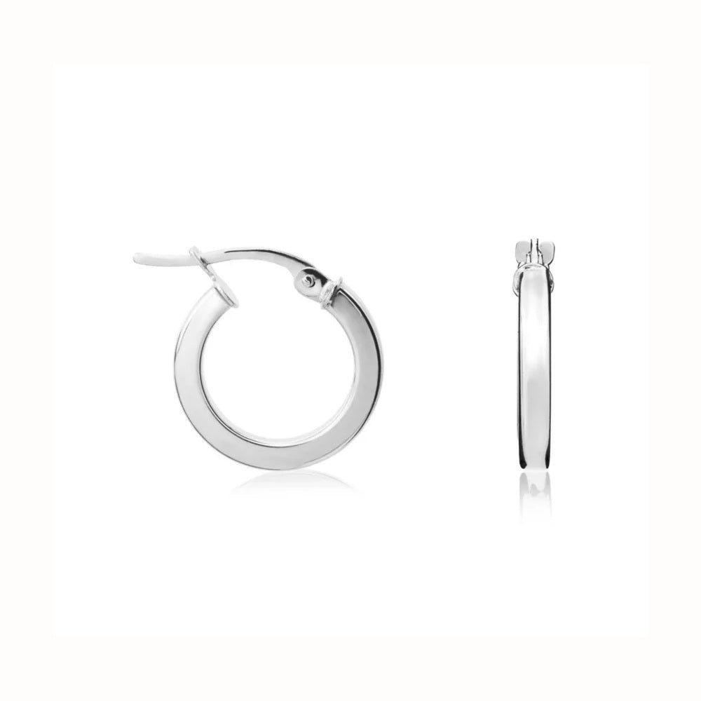 9ct White Gold Polished Hoop Earrings