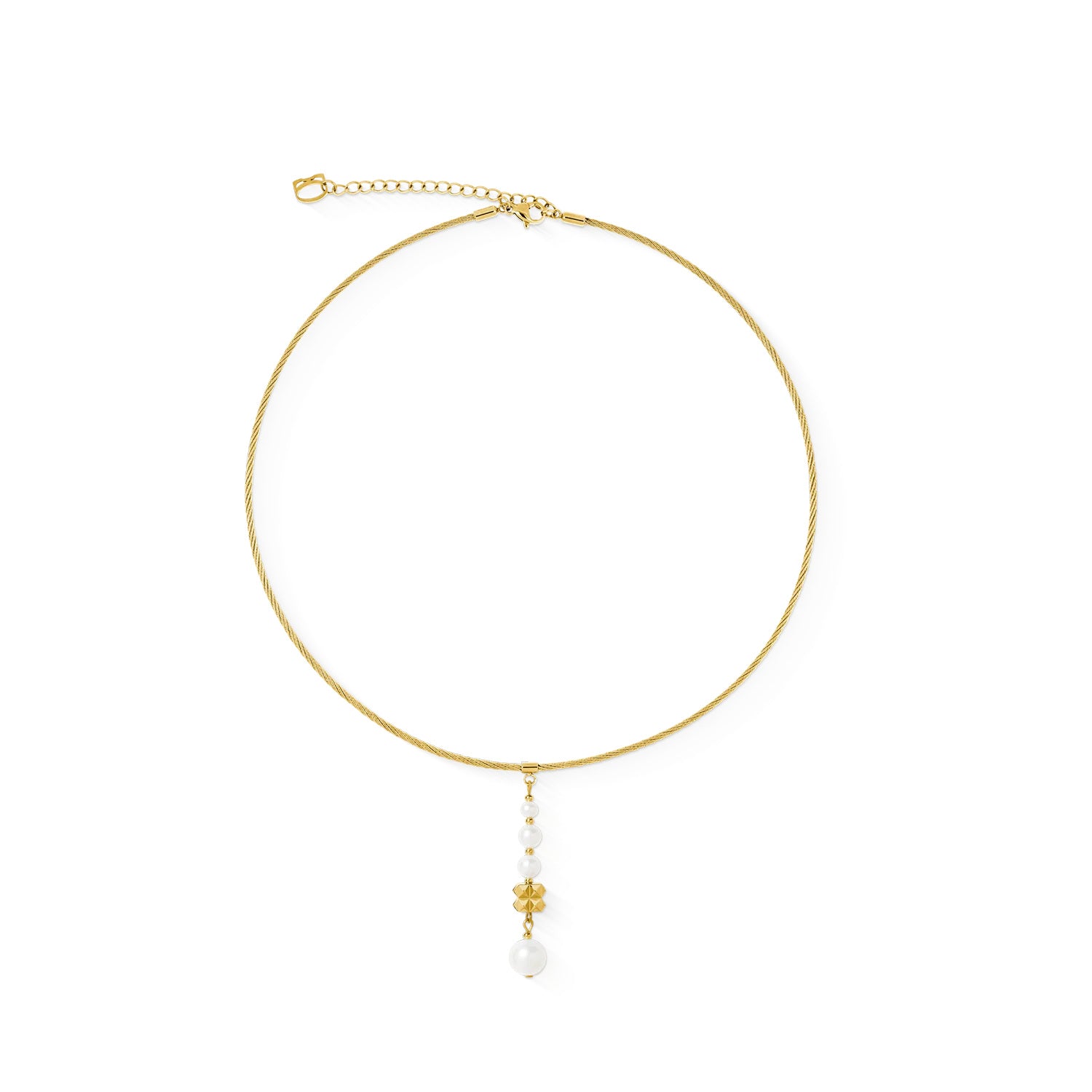 Coeur De Lion Necklace Pearl & Spikes Drop Gold