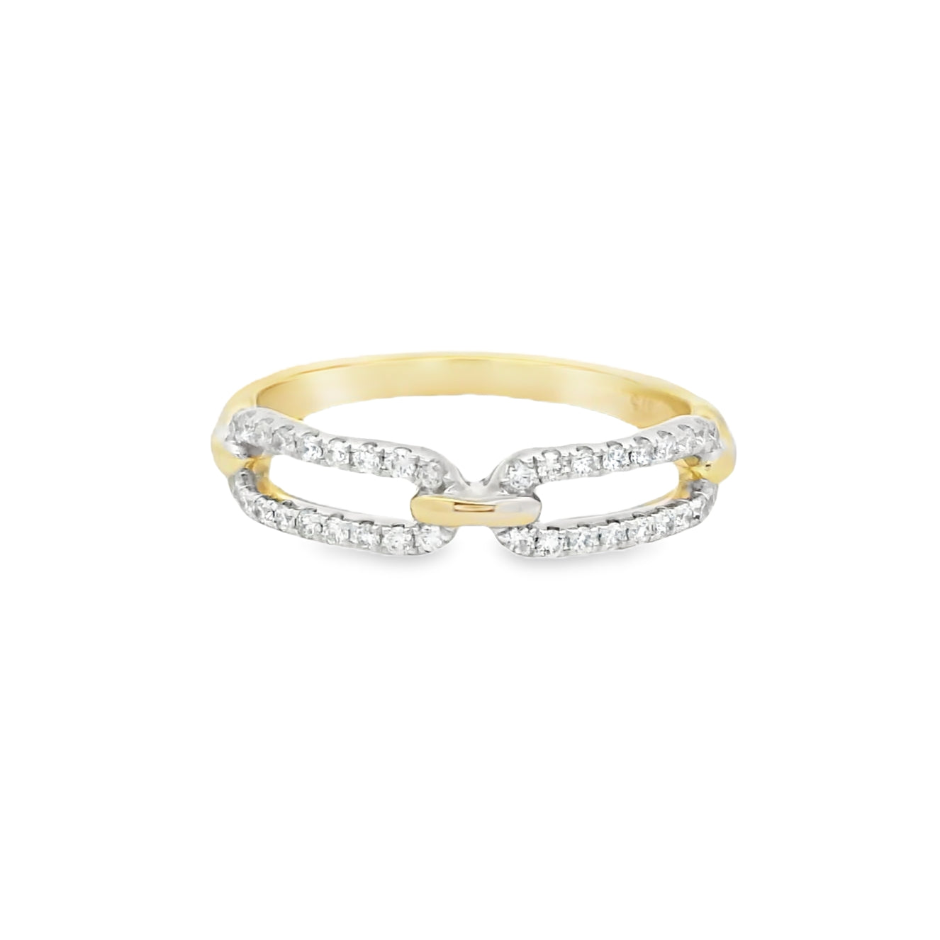 9ct Gold Open Oblong Link Diamond Ring