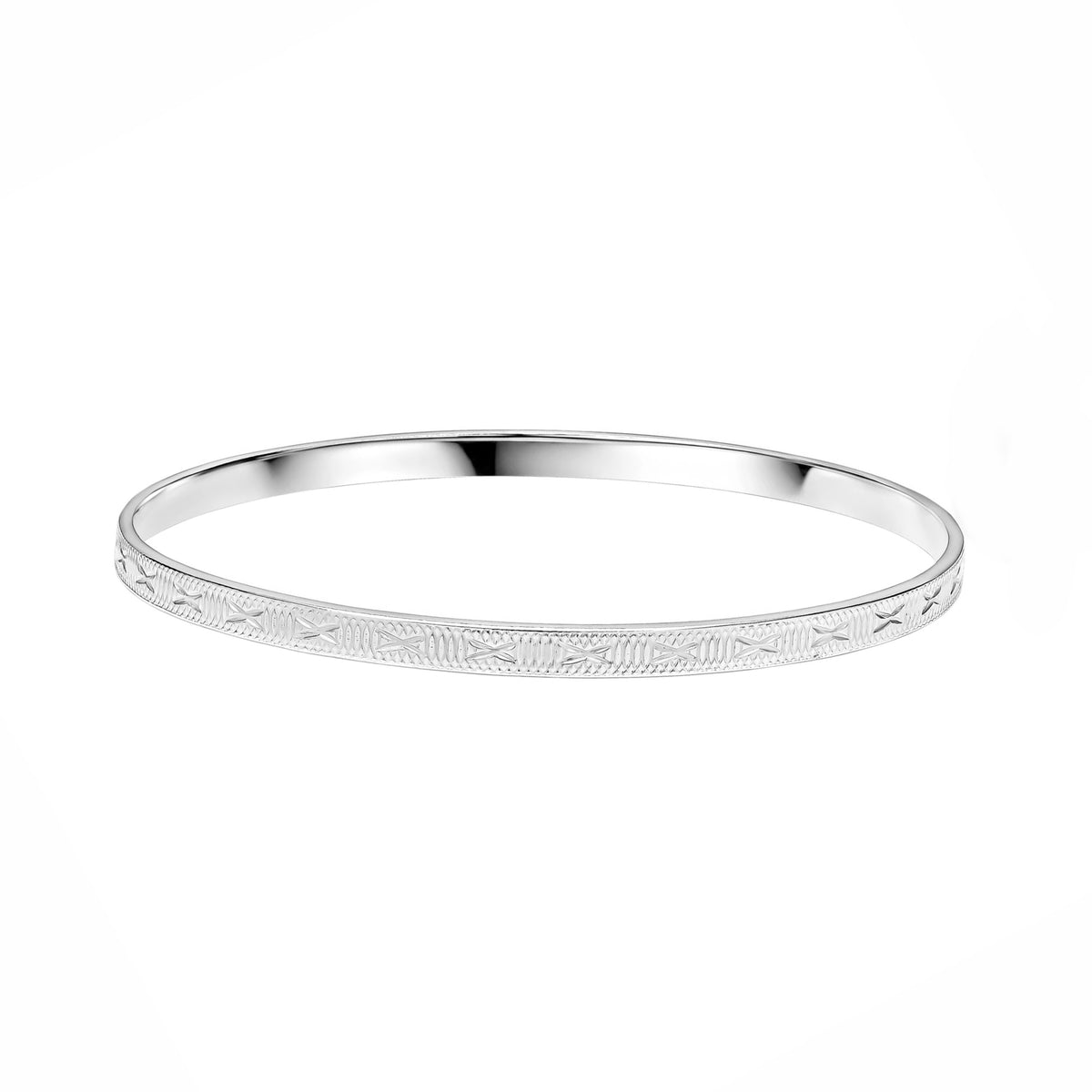 Sterling Silver Round Diamond Cut Stacker