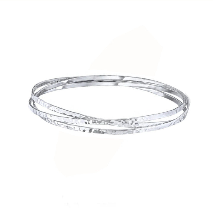 Sterling Silver Triple Hammered Stacker Bangle
