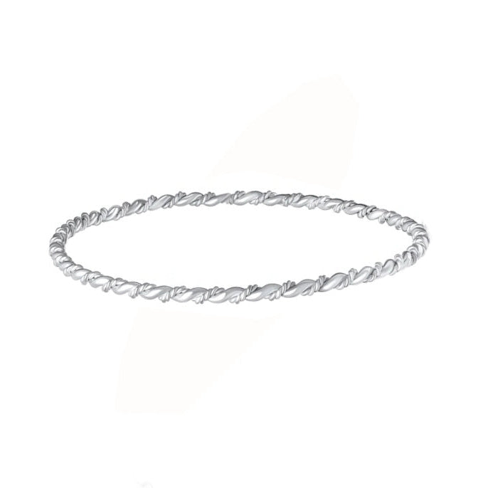 Sterling Silver Twist with Rope Stacker Bangle