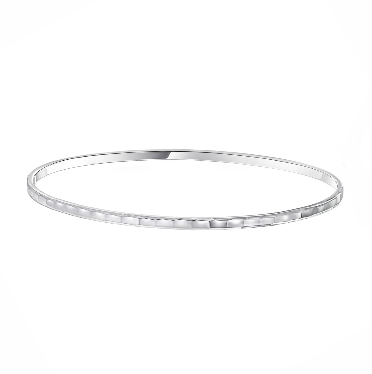 Sterling Silver Flat Mirror Patterned Stacker