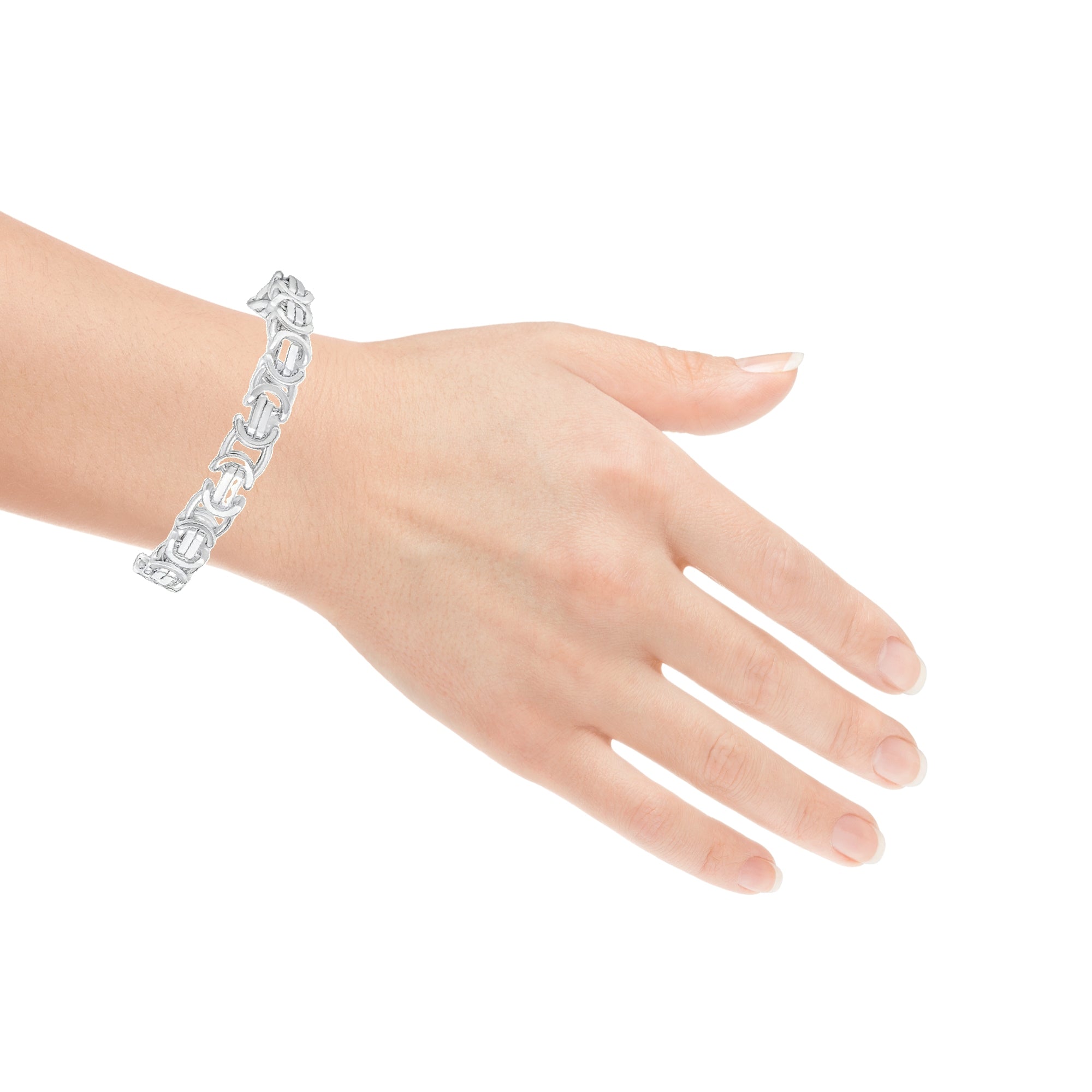 Sterling Silver Flat Byzantine Link Heavy Bracelet model
