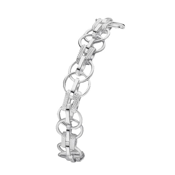 Sterling Silver Polished and Textured Multi Link Bracelet
