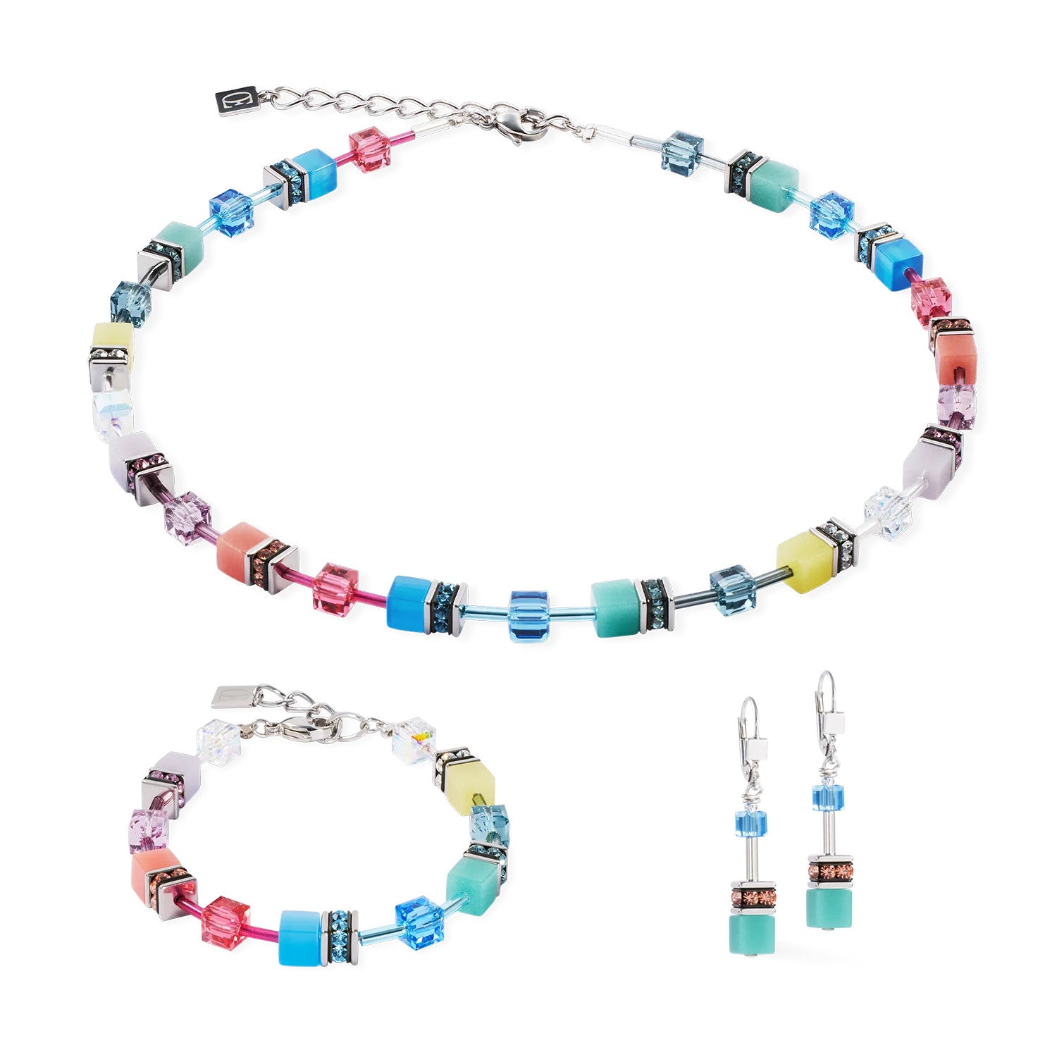 Coeur De Lion GeoCUBE® Iconic Necklace Magic Silver set