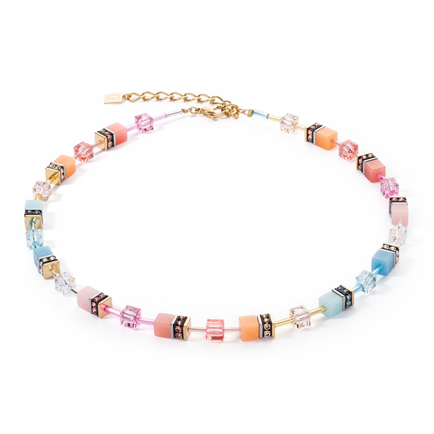 Coeur De Lion GeoCUBE® Iconic Necklace Aqua Apricot