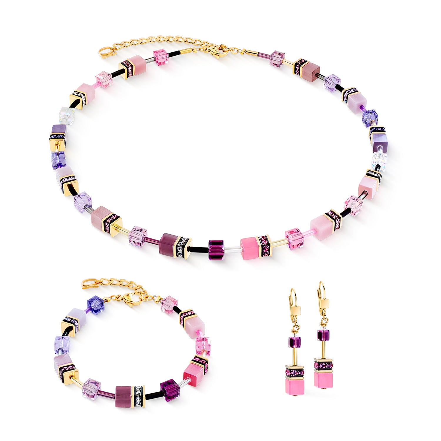 Coeur De Lion GeoCUBE® Iconic Bracelet Pink-Lilac set
