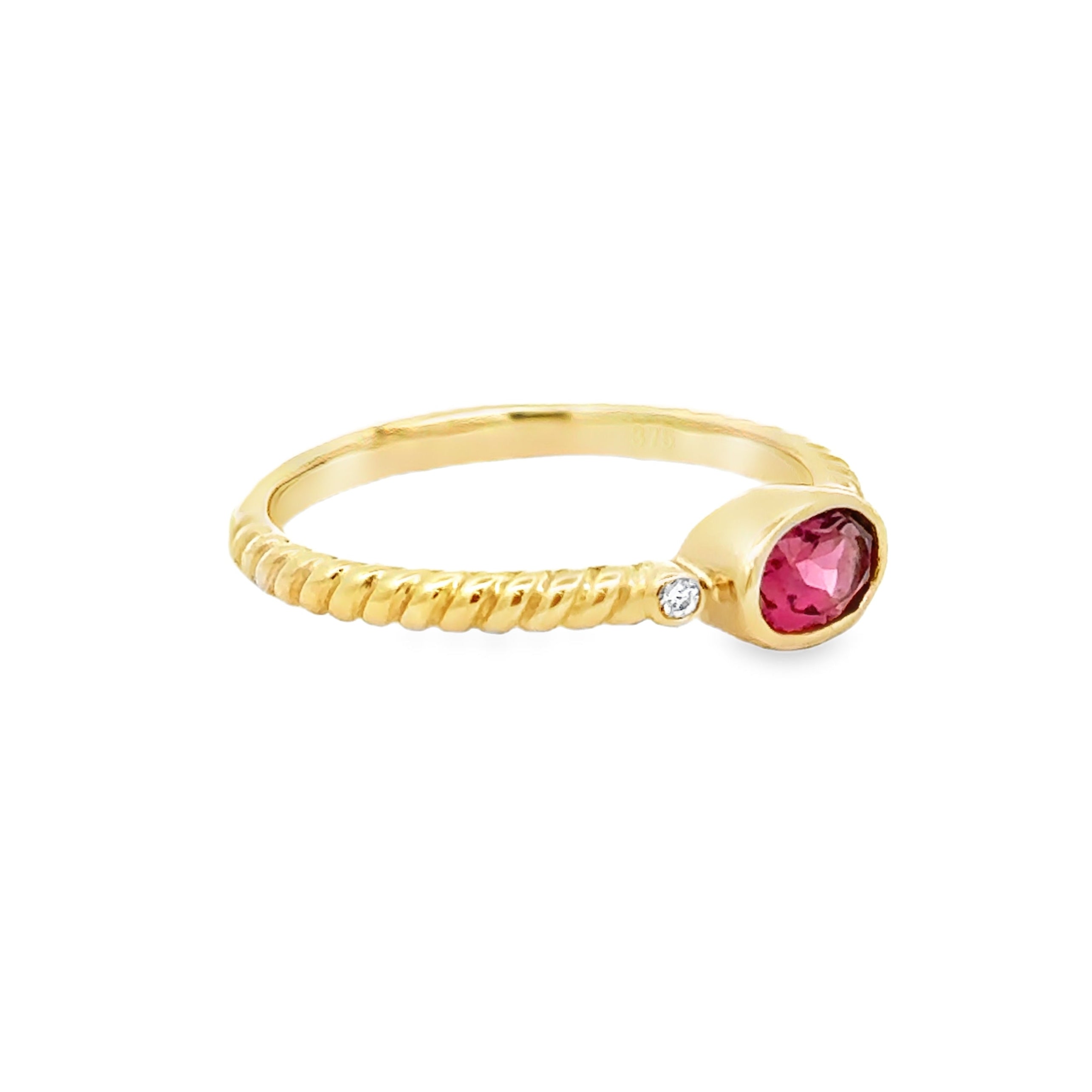 Pink Tourmaline & Diamond 9ct Gold side