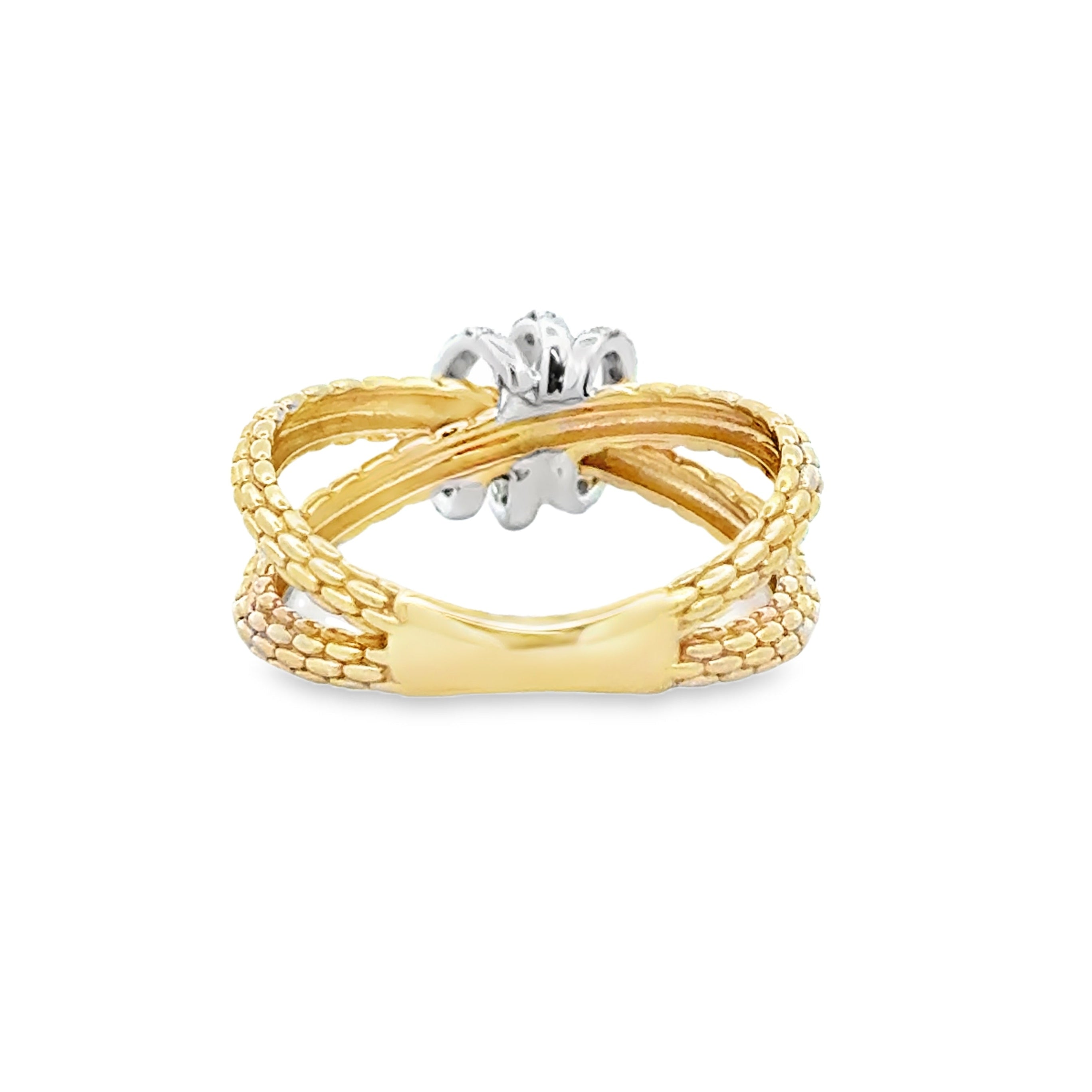 Diamond Cross Over Ring 9ct Gold REAR