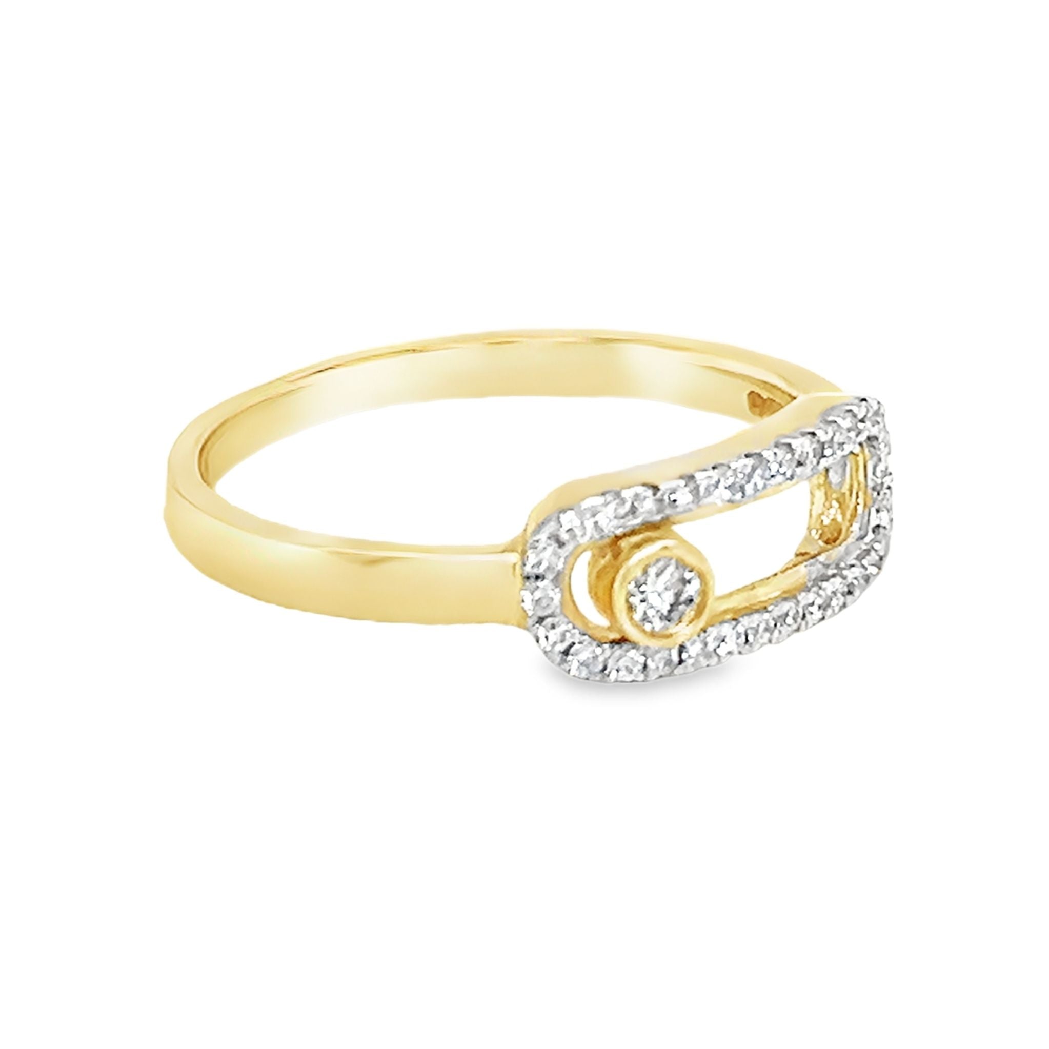 Diamond Ring with Moving Centre Diamond 9ct Gold side