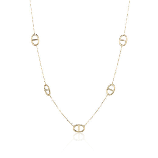 9ct Yellow Marina Link and Trace Chain Necklace