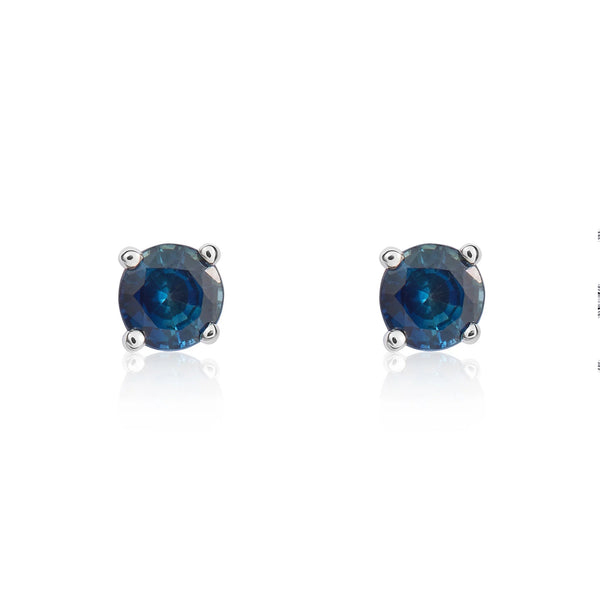 9ct White Gold 4mm Sapphire Stud Earrings