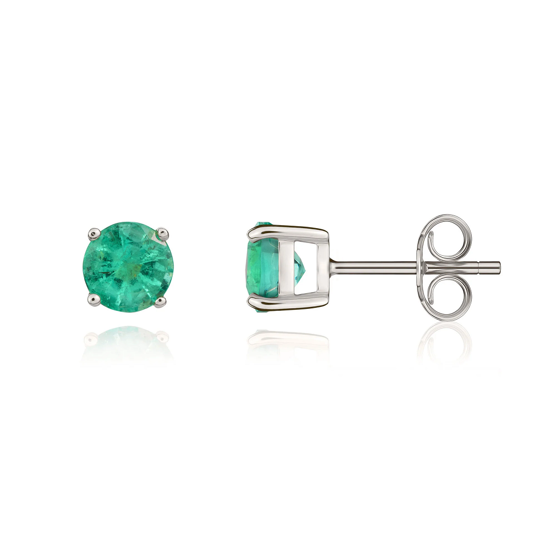 9ct White Gold 5mm Emerald Stud Earrings