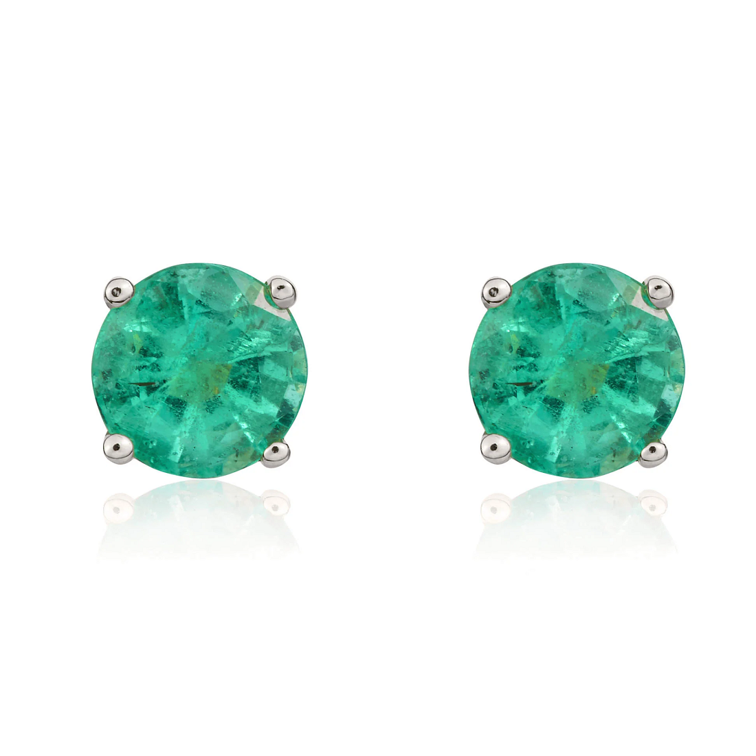 9ct White Gold 5mm Emerald Stud Earrings