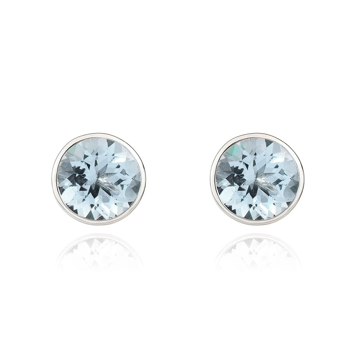 9ct White Gold 5mm Aquamarine Stud Earrings
