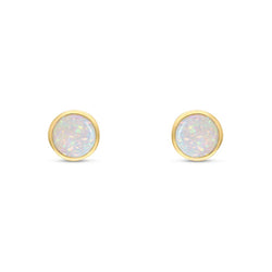 9ct Gold 5mm Rubover Opal Stud Earrings