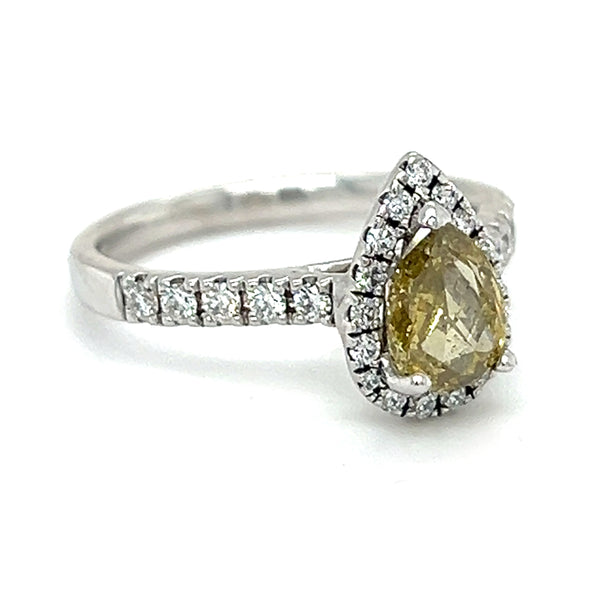 18ct White Gold Fancy Yellow Diamond Pear Cluster Ring