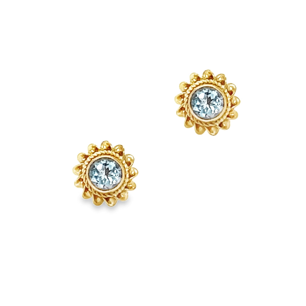 9ct Gold 4mm Aquamarine Stud Earrings