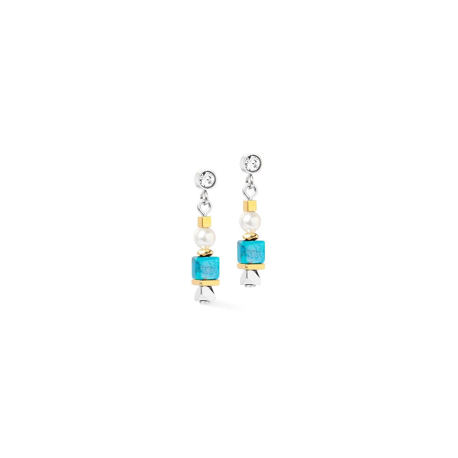 Coeur De Lion Elegance Spikes Drop Earrings Gold-Turquoise