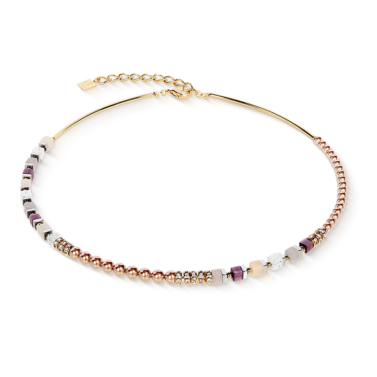 Coeur De Lion GeoCUBE® Precious Fusion Offset Necklace Champagne Blush