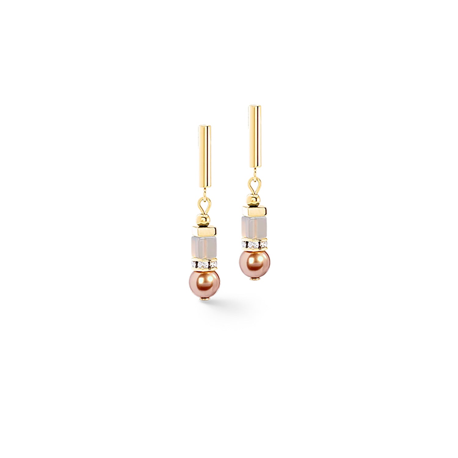 Coeur De Lion GeoCUBE® Precious Fusion Offset Earrings Champagne Blush