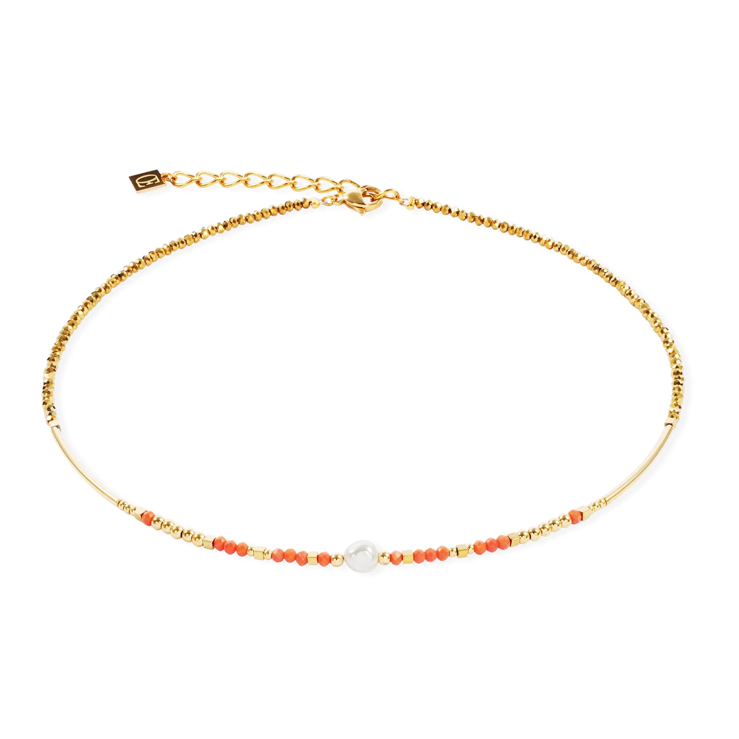 Coeur De Lion Necklace Sunset Pearl Gold-Coral