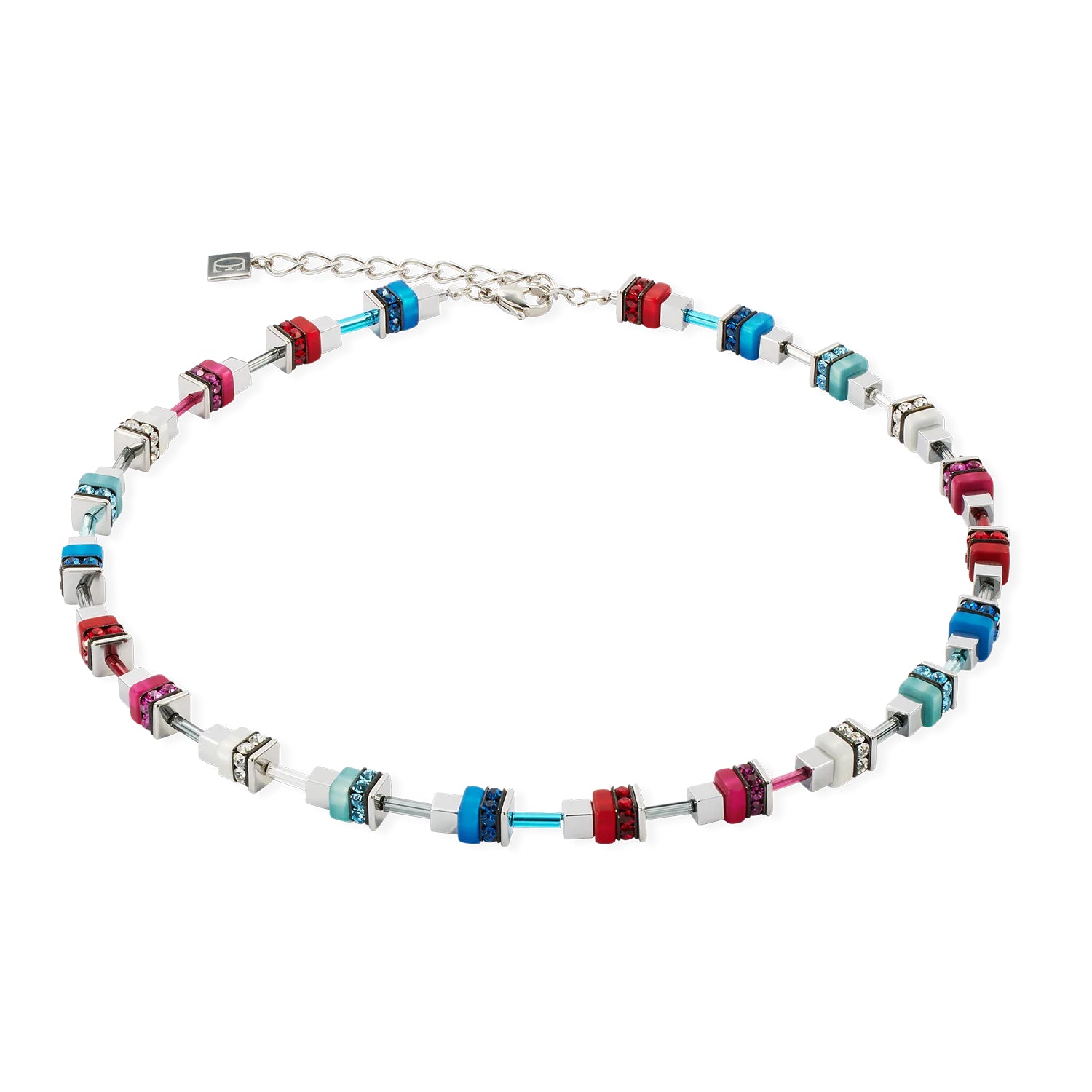 Coeur De Lion Necklace Modern Future Cube Blue-Red