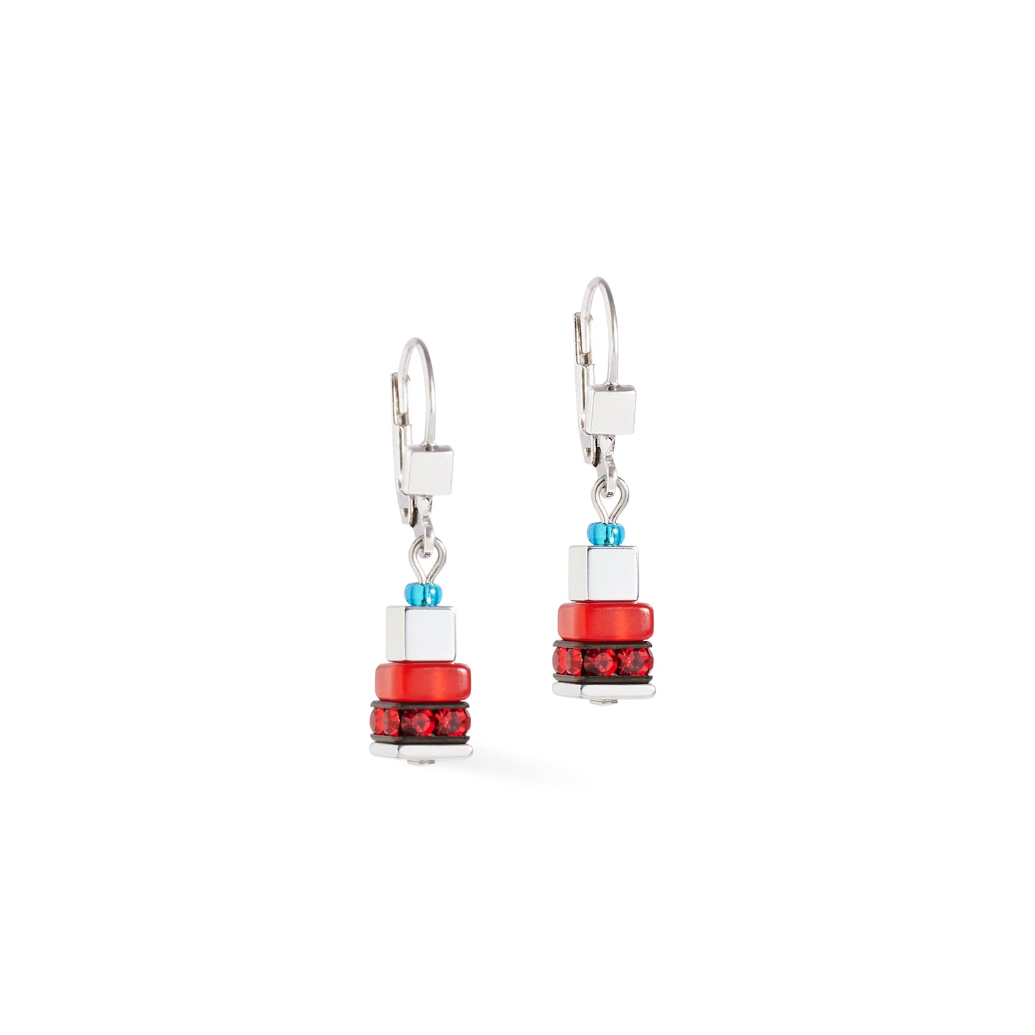 Coeur De Lion Earrings Modern Future Cube Blue-Red