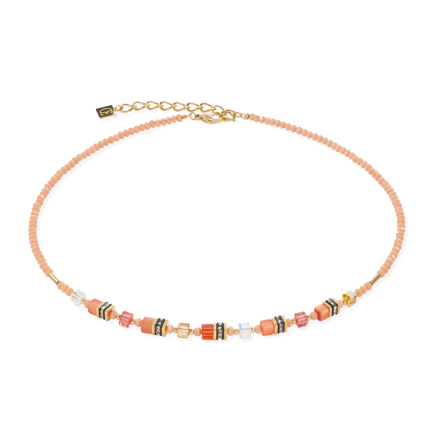 Coeur De Lion Mini Cubes Necklace Orange