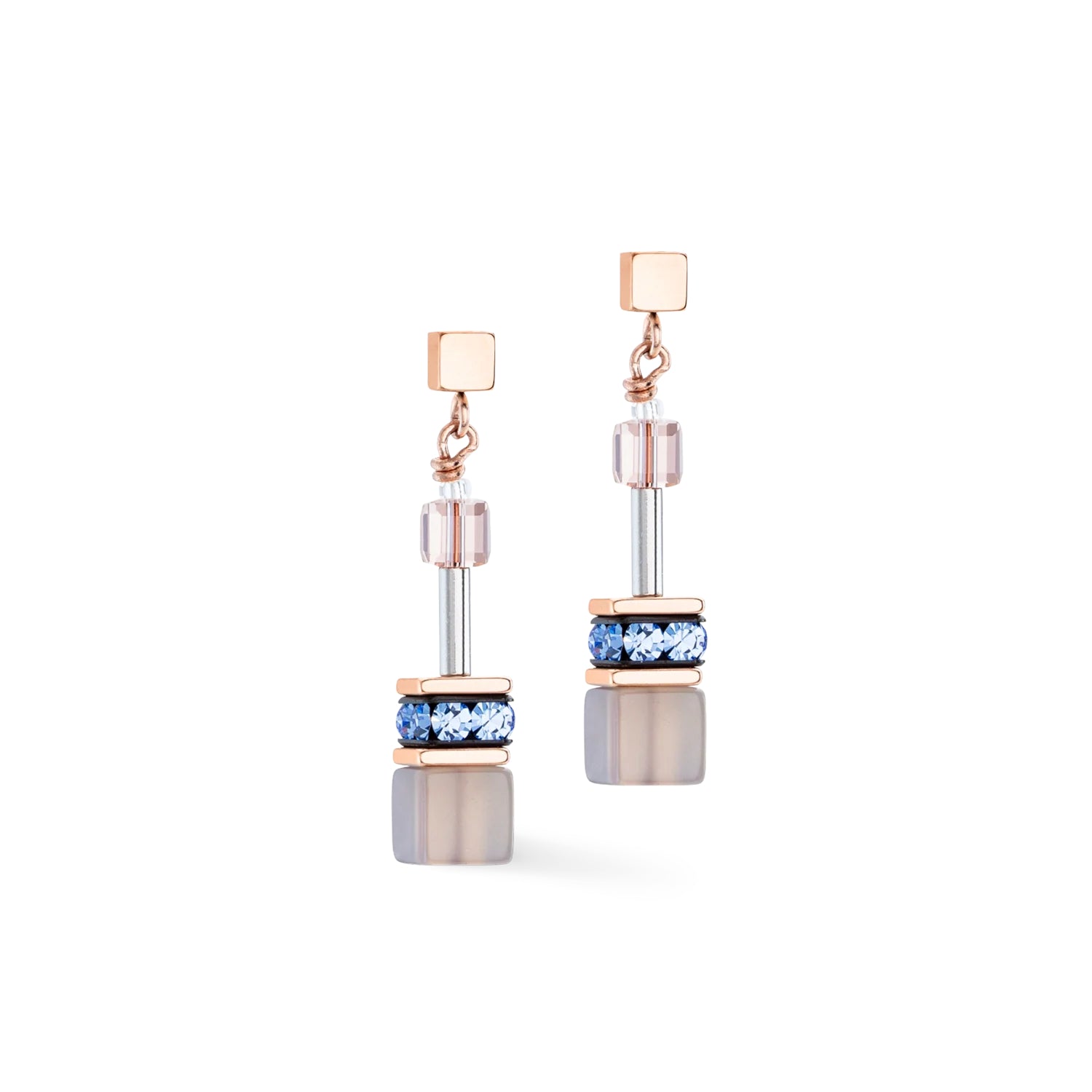 Coeur De Lion GeoCUBE® Iconic Precious Earrings Light Blue Beige
